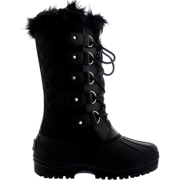 Women's Waterproof Tactical Mountain Walking Snow Knee Boots, Black - Picture 4 of 7